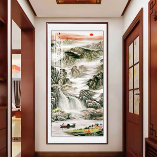 新中式玄关装饰画锦绣山河挂画走廊过道壁画客厅办公室山水风景画