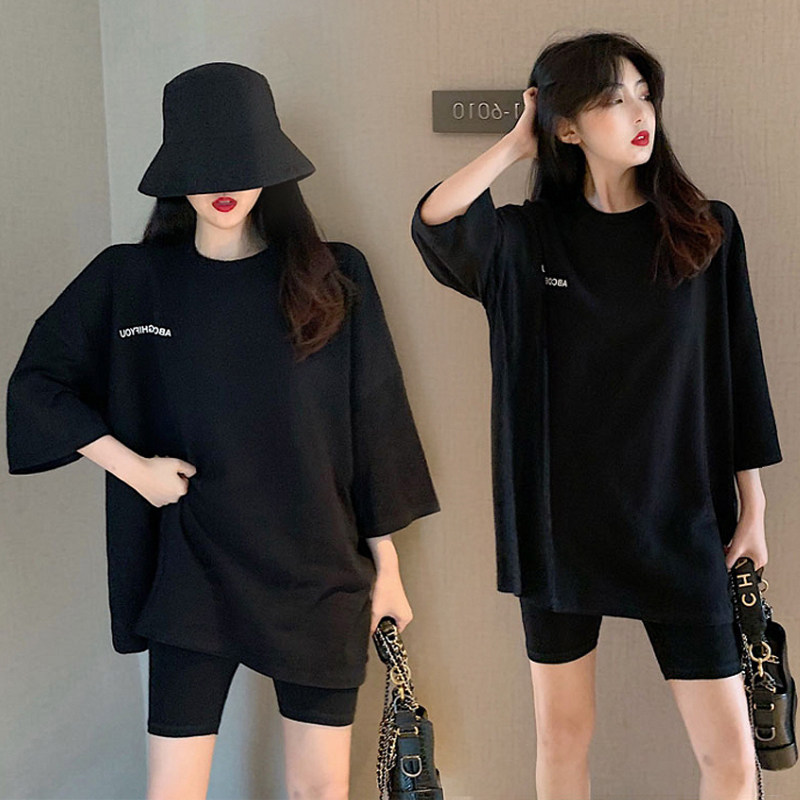 출산복 여름 얇은 레터톱 반팔반바지 레깅스 아우터 멋쟁이 여름원피스 트렌디맘 투피스 세트