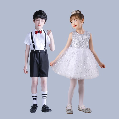 六一儿童表演服幼儿舞蹈女童公主纱裙蓬蓬裙枕头下的童话书演出服