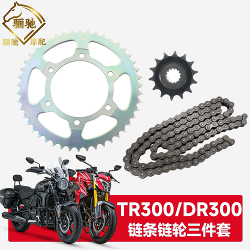适用豪爵DR250 DR300套链XCR300大小飞链轮TR300牙盘三件套链条