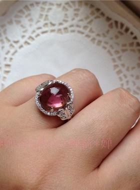 925银锆石碧玺糖果色戒指