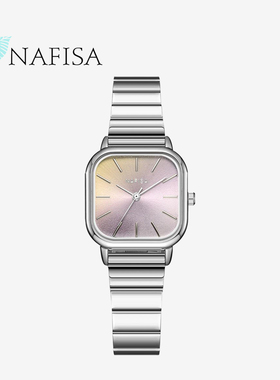 NAFISA彩虹方形手表女简约气质高级感学生钢带表女ins风石英表