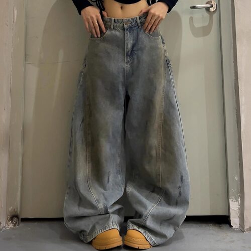 2025新款美式复古弯刀牛仔裤