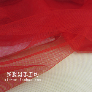 服装DIY网眼布料 中硬大红色网纱头纱蓬蓬裙童装公主裙里面料通用