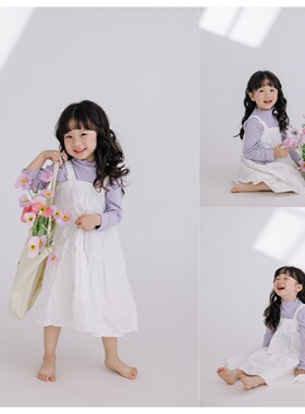新款儿童摄影春日系列紫色系花朵女孩外景题材影楼拍摄服装道具