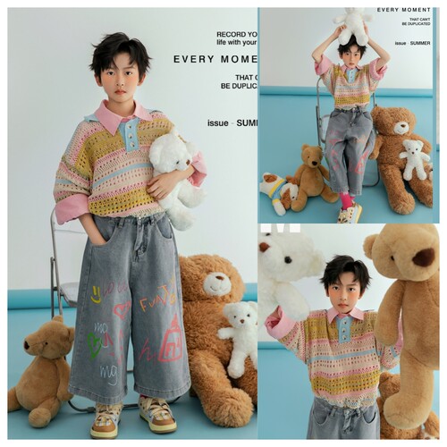 儿童影楼中大童原版多巴胺风格清新大男孩艺术写真影楼拍摄服装