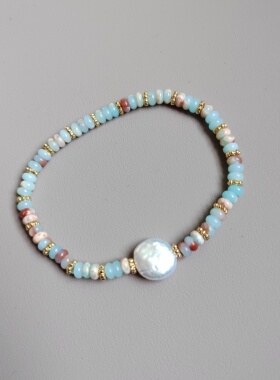 原创设计天然石珍珠手链女轻奢小众精致手串多巴胺新款潮串珠手饰