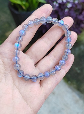 天然水晶手链灰月光石水晶手串礼物