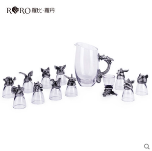 十二生肖酒具罗比罗丹酒具五件套锡器水晶酒具