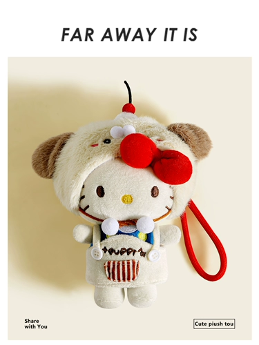 Hello Kitty, милая оригинальная плюшевая подвеска, кукла, брелок, украшение на сумку