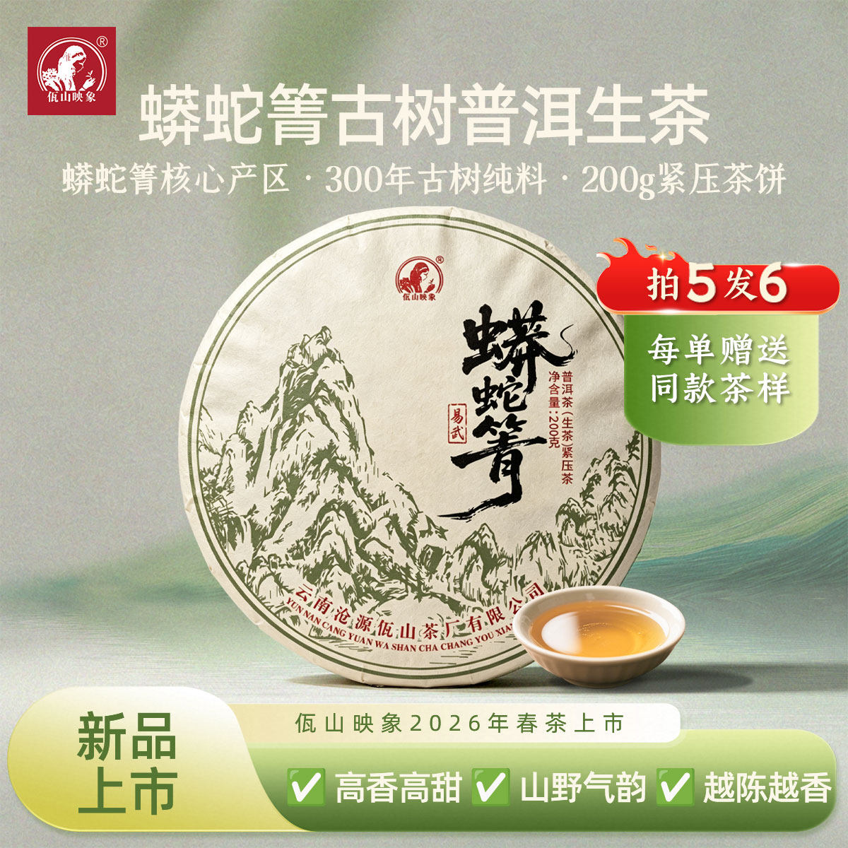 2026头春头采蟒蛇箐300年古树茶云南西双版纳普洱茶生茶饼茶200g