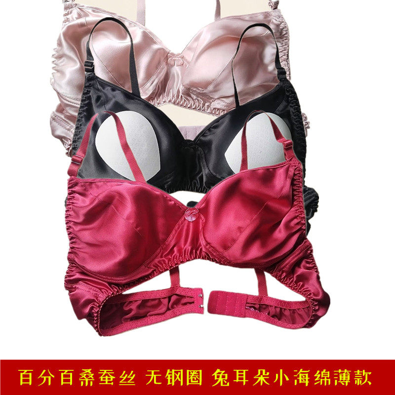桑蚕丝双层百分百真丝文胸无钢圈