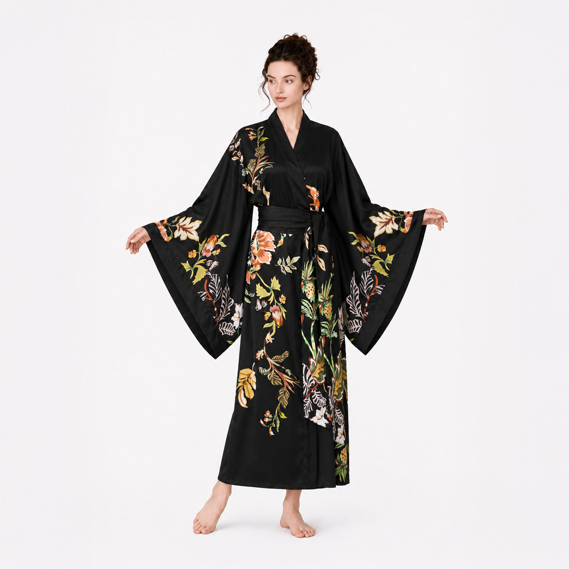 交领右衽汉服冰丝睡袍国风女广袖