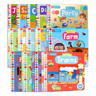 【99元任选5件】Busy Books忙碌系列 英文原版 幼儿英语启蒙绘本亲子互动儿童早教机关操作推拉纸板书 忙碌的挖掘机汽车消防站农场