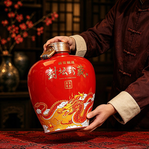 景德镇陶瓷酒瓶3斤5斤10斤中式陶瓷密封酒瓶盛世龙运家用送礼酒壶