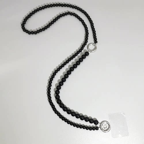 纯黑色手机链斜挎长款小包包链条