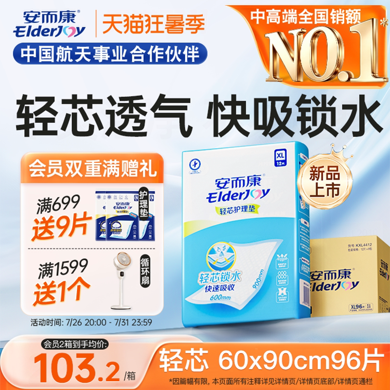 安而康成人护理垫老人尿垫60x90一次性隔尿垫尿不湿产妇护垫96片