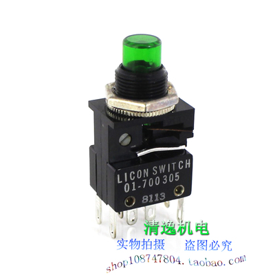LICON SWITCH 美国 自复位直插式轻触开关 01-700305 带绿灯 8脚