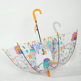 浮羽儿童伞糖果色羊驼卡通拱形爱印伞小孩泡泡自动长柄伞