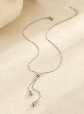 2025双层水滴叠戴项链女新款流苏高级锁骨链气质简约个性配饰颈链