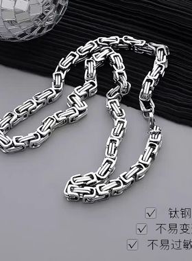 2026跨境欧美时尚嘻哈不掉色不锈钢项链男士美式项链钛钢帝王链男