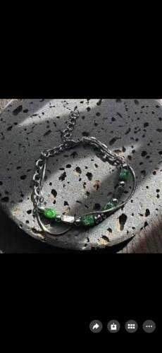 Vintage古着 Green natural stone splicing绿色天然石拼接手链
