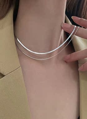 双层叠戴项链女ins不掉色轻奢小众冷淡锁骨链气质高级感新款甜酷