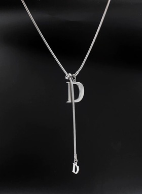 钛钢项链女轻奢小众字母D毛衣链秋冬大气高档2025新款爆款潮长款