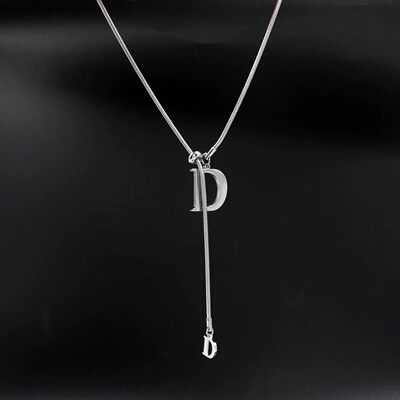 钛钢项链女轻奢小众字母D毛衣链秋冬大气高级2025新款爆款潮长款
