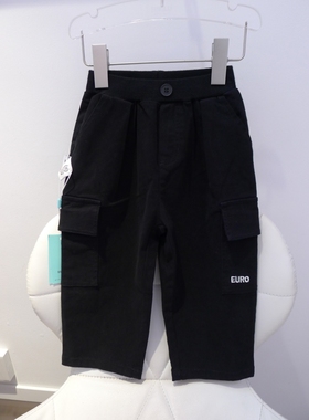 2023QBB专柜男宝男小童黑色卡其潮酷工装口袋裤休闲长裤123023