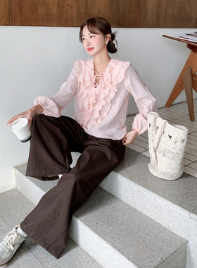 现货粉色衬衫+裤子两件套2C208-X2611-P185-K298