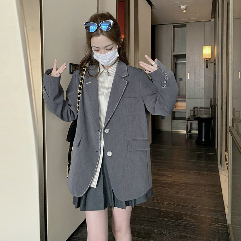 2025春季灰色西装外套女韩系休闲小西服W2359-P130-K188