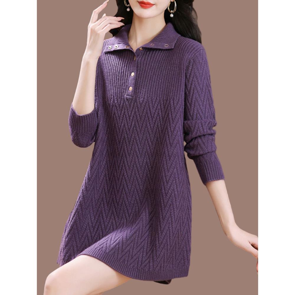 羊毛衫秋冬新款高领中长款毛衣女加厚宽松时尚翻领羊毛针织打底衫