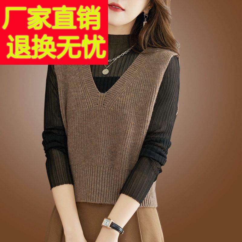品牌新款外搭小个子羊毛马甲女短款春秋内搭针织毛衣羊绒背心坎肩