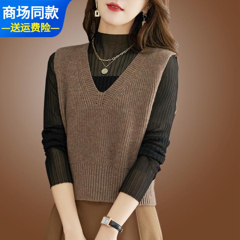 品牌新款外搭小个子羊毛马甲女短款春秋内搭针织毛衣羊绒背心坎肩