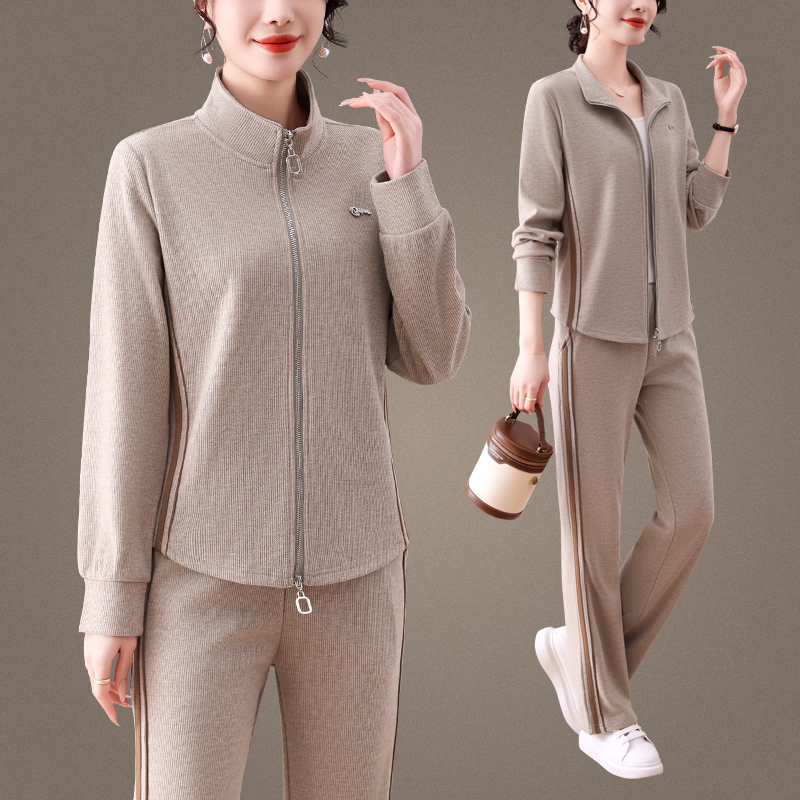 乔舟瓒春秋运动服套装女中年妈妈2025新款显瘦直筒裤宽松跑步休闲