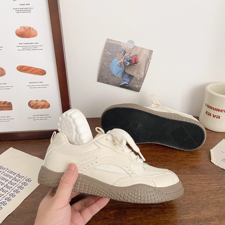 【万达撤柜】百搭配裙子皮面厚底小白鞋女2026春季新款小众设计感