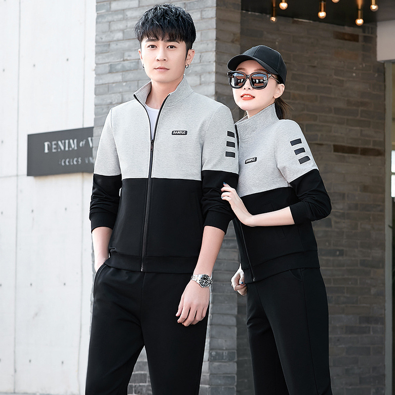 乔舟瓒2022春秋季男士运动套装三件套女士休闲运动服撞色情侣装休