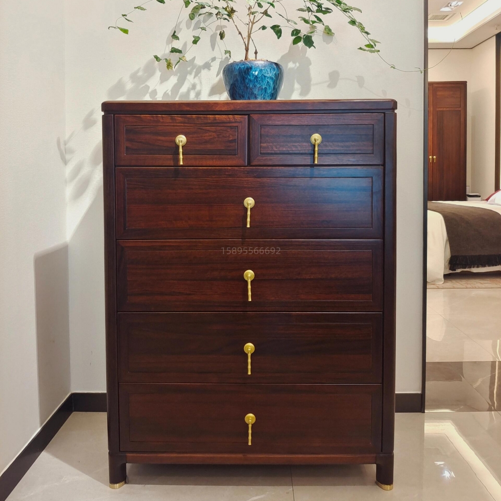 新中式斗柜卧室实木禅意乌金客厅黑檀五储物多抽屉式收纳别墅家具