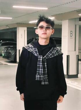 W241 高质量重磅秋季连帽披肩衬衫卫衣   黑色  白色 M到3XL网络