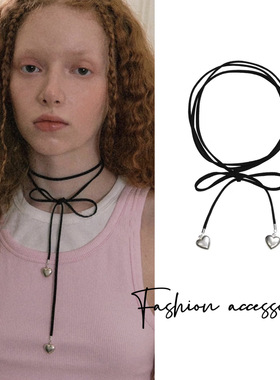 2026新款钛钢不掉色爱心蝴蝶结皮绳项链女甜酷辣妹脖子颈带choker