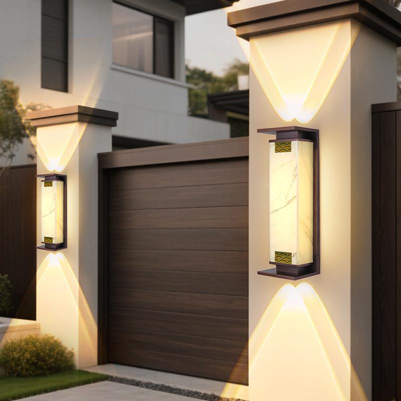 太阳能户外壁灯室外防水庭院墙壁灯别墅花园阳台柱子灯上下射灯