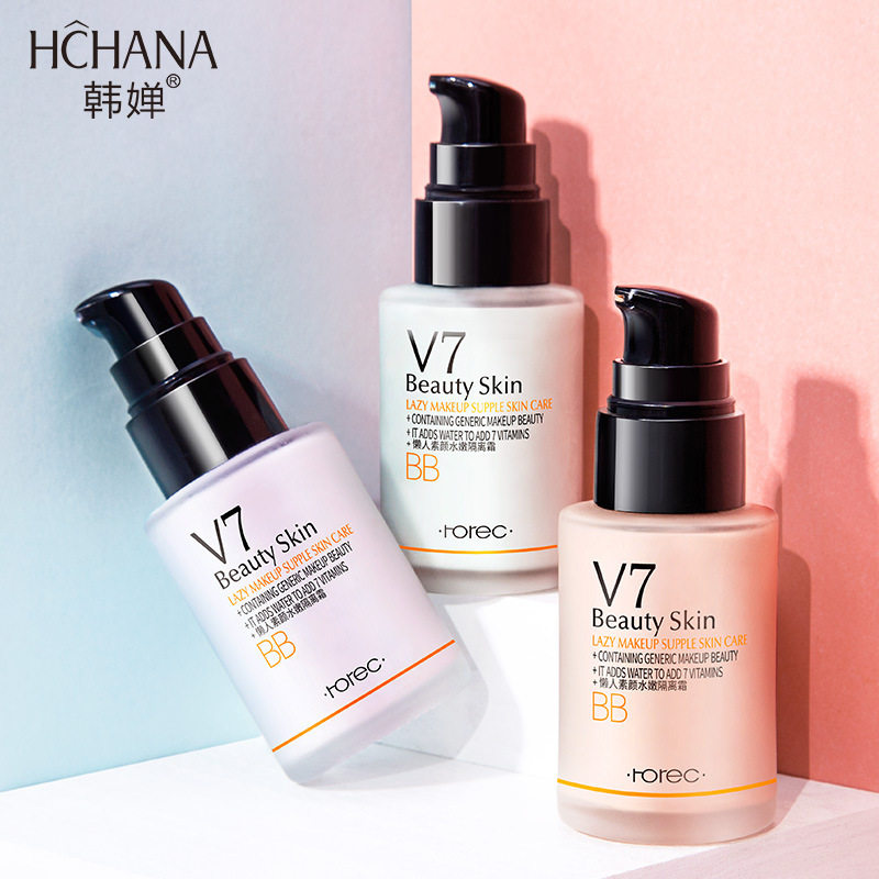 韩婵v7隔离霜bb妆前乳打底保湿控油持久遮瑕男女学生粉底液cc霜棒