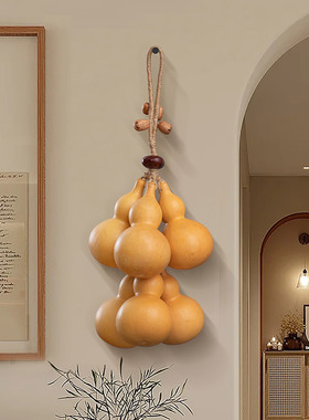 天然葫芦五帝钱门对门挂件真葫芦串挂饰家居摆件八方来财福禄壁挂
