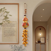 天然葫芦门对门挂件四季 平安葫芦串挂饰摆件家居客厅玄关装 饰壁挂