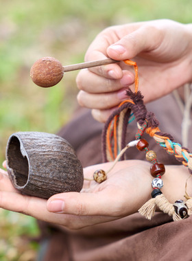 天然果实木鱼敲敲手摇铃铛