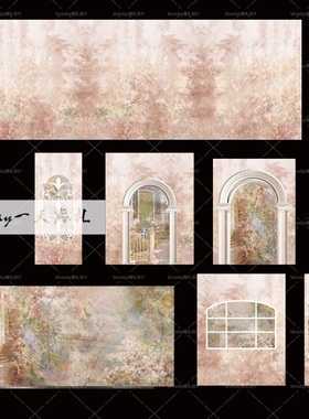 D013粉色法式欧式花园效果图源文件粉色梦幻欧式婚礼背景迎宾仪式