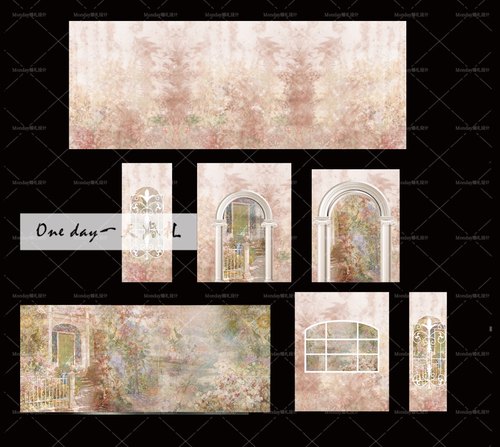 D013粉色法式欧式花园效果图源文件粉色梦幻欧式婚礼背景迎宾仪式