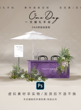 C042绿紫色户外布幔镜面婚礼签到区效果图户外婚礼展台甜品布置