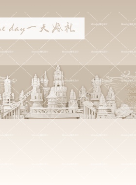 D012欧式梦幻婚礼背景psd素材婚礼城堡欧式背景/城堡无分层